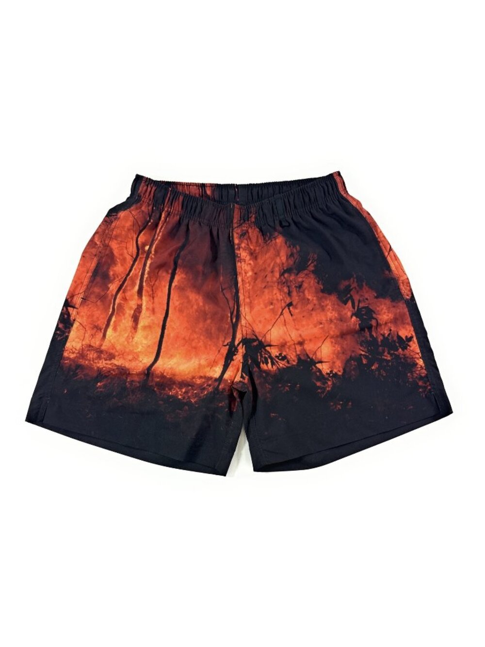 Purple Brand Mens Swim Trunks Size M Black Fire Season Mesh Lined Shorts